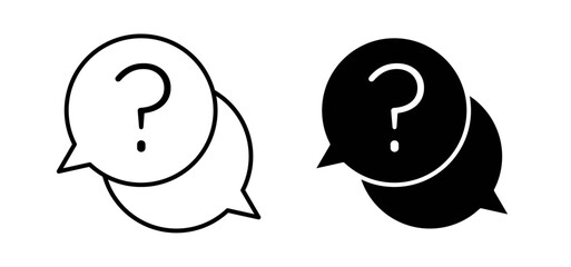 Comment question icons pack vectors in black flat and strokes