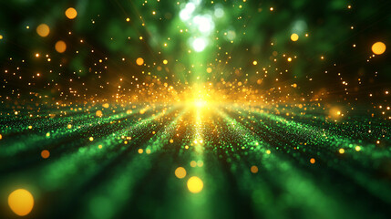 Festive lights radiate in vibrant green hues to celebrate St. Patrick's Day with joy and cheerfulness throughout the springtime atmosphere