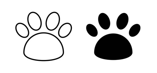 Paw icons pack vectors in black flat and strokes