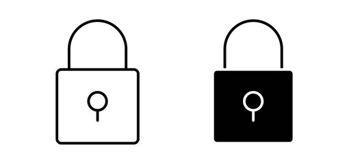Lock icons pack vectors in black flat and strokes