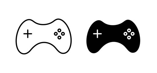 Gamepad icons pack vectors in black flat and strokes © Gopal