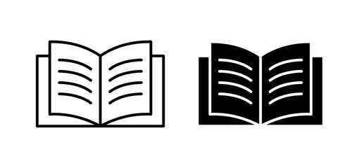 Book icons pack vectors in black flat and strokes