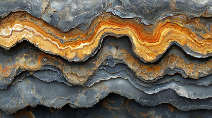 Natural formation of layered rock showcasing vibrant textures and colors within its geological structure. Generative AI