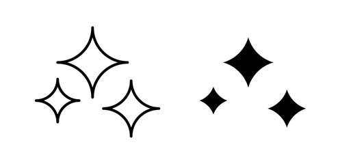 Sparkles icons pack vectors in black flat and strokes