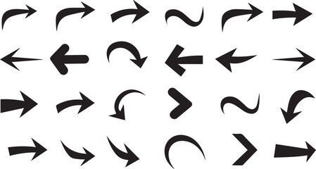 silhouette vector illustration of arrows with sleek, curved lines.