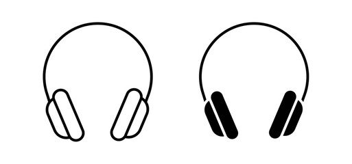 Headset icons pack vectors in black flat and strokes