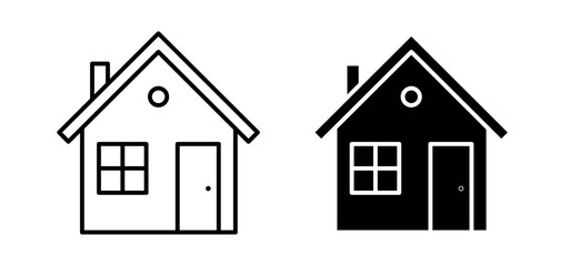 House icons pack vectors in black flat and strokes