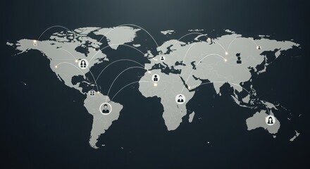 "A dynamic world map overlaid with digital connections linking students and teachers across continents, symbolizing global connectivity, multicultural education, and virtual learning communities."