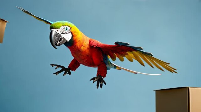parrot with box delivery concept