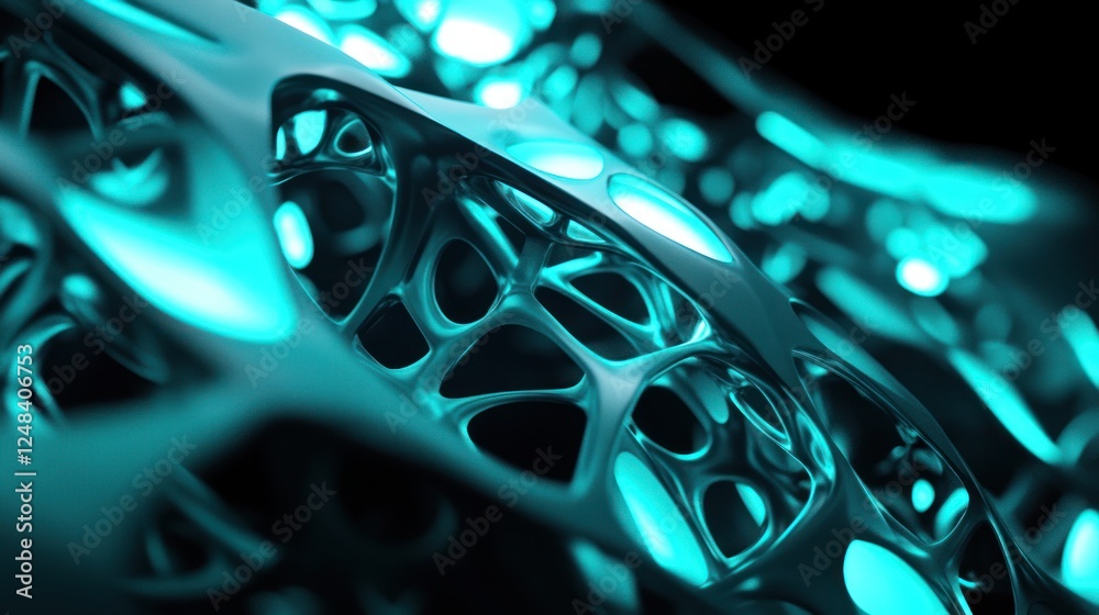 Poster Abstract Teal Metallic Lattice Structure Design