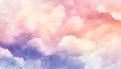 Pastel colored clouds softly painted creating dreamy heavenly sky