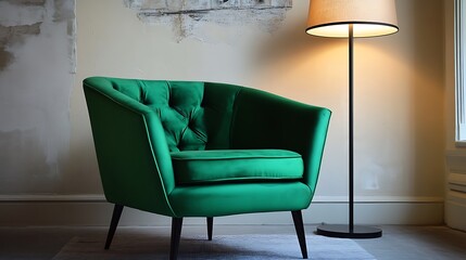 Vibrant green chair in stylish interior