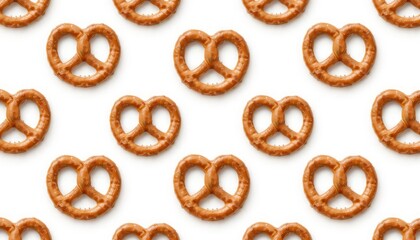 Seamless pattern of pretzels with a white background