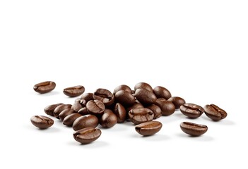 Naklejka premium Roast coffee beans on a white background