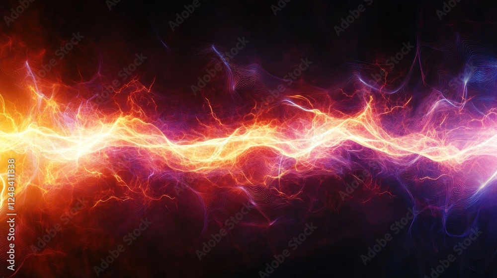 Poster abstract fiery energy wave flowing across a dark background