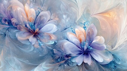 Abstract Pastel Blue and Purple Floral Art