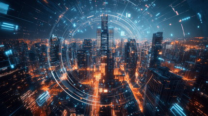 Naklejka premium Full 360 equirectangular spherical panorama futuristic technology building architecture 3d rendering illustration