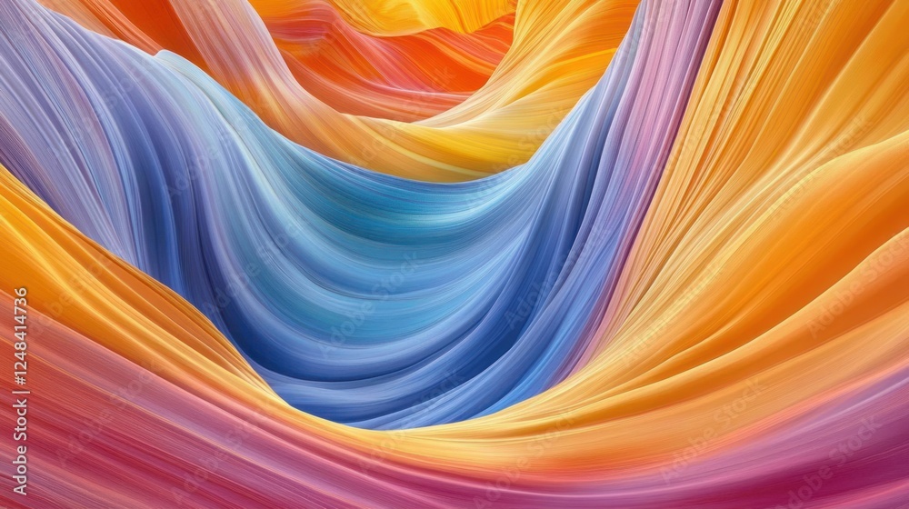 Poster Abstract swirling colors create a vibrant wave pattern