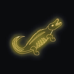 Stylized neon crocodile glowing on a black background, creating a striking visual