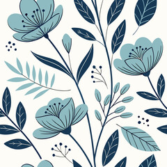 Fototapeta premium Spring Symphony Abstract Floral Blue Pattern Seriess