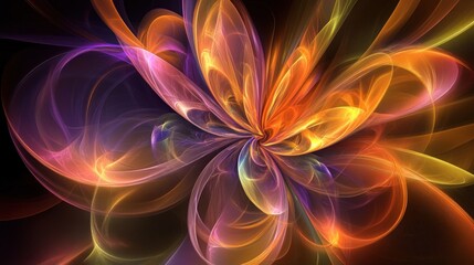 Abstract Orange Purple And Yellow Flower Design