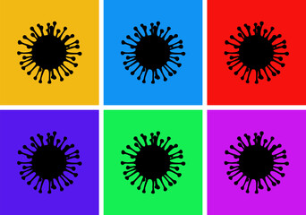 Fototapeta premium Pop Art Virus Symbol in Vibrant Multicolor Grid