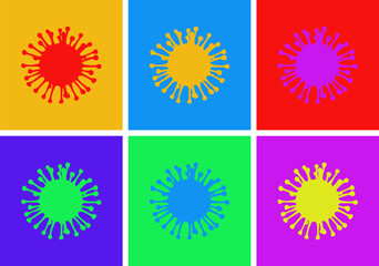 Fototapeta premium Pop Art Virus Symbol in Vibrant Multicolor Grid