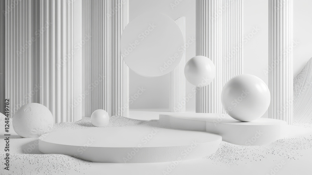 Poster white abstract futuristic design geometric shape environment 3d rendering background