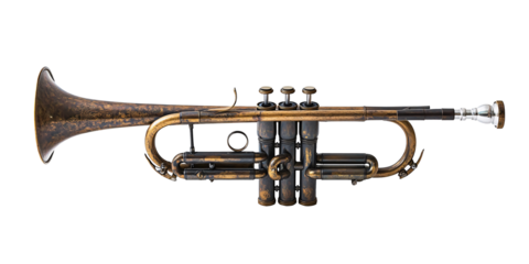 A weathered antique trumpet, showcasing its age and musical history.
