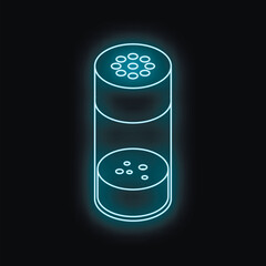Glowing neon salt shaker on a dark background, representing cooking, dining, and flavor enhancement