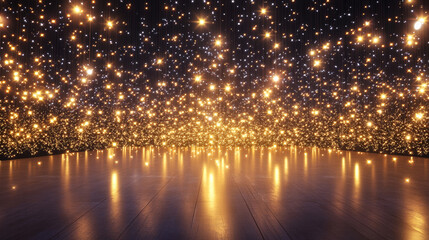 A Spacious Room Illuminated by an Abundance of Lights 3d render illustration. 3D Illustration