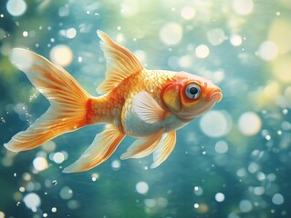 Realistic and Exotic Fish in Clear Water with Bokeh Effect and Vibrant Colors for Nature and Aquarium Themes