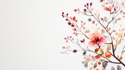 Watercolor Painting of Delicate Peach Blossoms and Branches