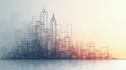 Fototapeta premium Minimalist Geometric Architectural Line Art Structure
