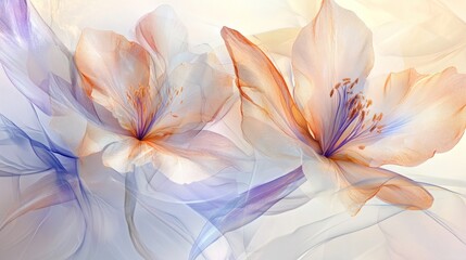 Delicate Pastel Flowers Woven in Sheer Fabric