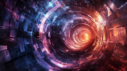 Fototapeta premium dark futuristic tunnel with abstract cubic geometric shape design 3d render illustration