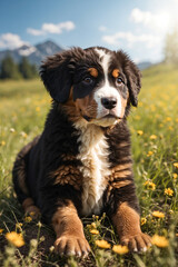 Adorable puppy enjoying a sunny day! Perfect for heartwarming pet content, greeting cards, and bringing joy to your projects