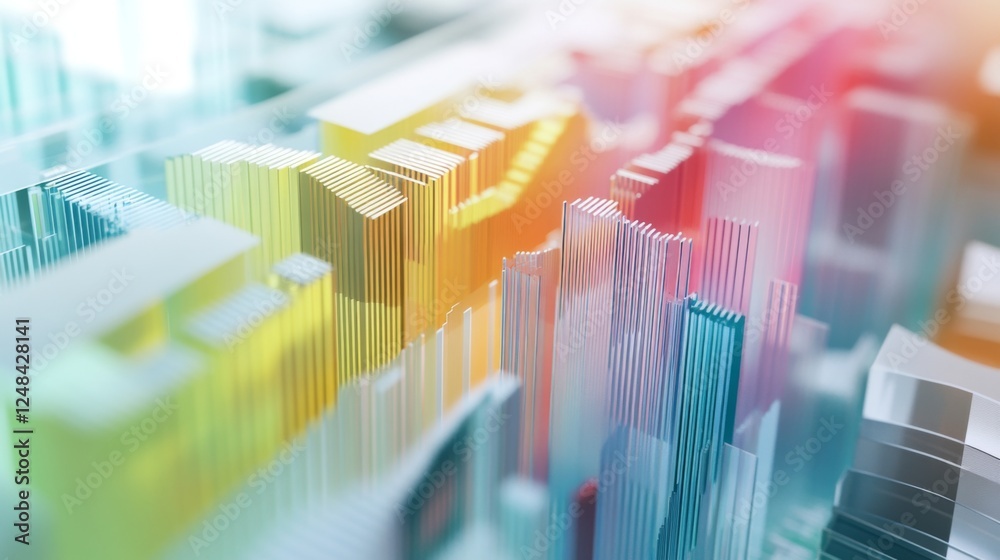 Poster a close-up of a d stacked column graph with multiple layers and segments, illustrating a breakdown o