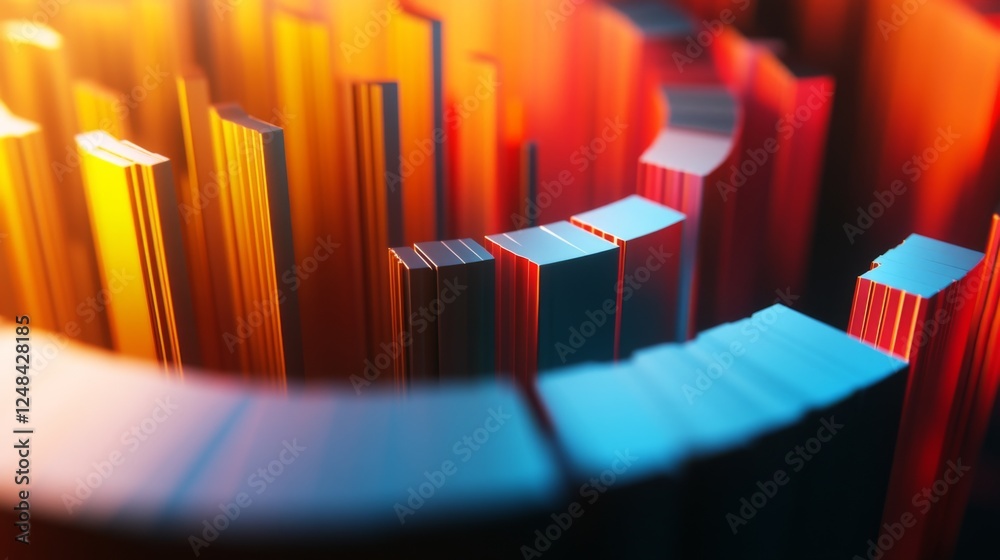 Poster a close-up of a d stacked column graph with multiple layers and segments, illustrating a breakdown o