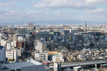 Obraz premium 堺市から神戸・六甲山を望む風景