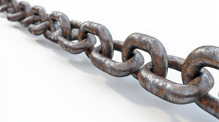 Obraz premium metal chain and lock isolated on white background 3d render illustration