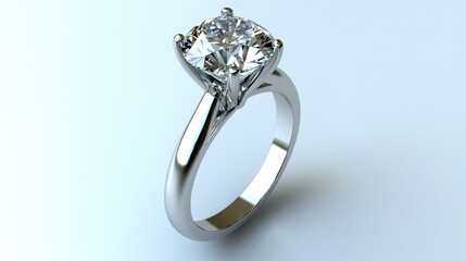 A dazzling solitaire diamond ring placed on a minimalist white backdrop, exuding elegance and sophistication.