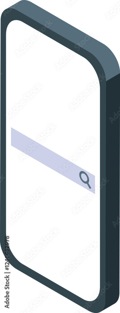 Poster mobile phone displaying blank search bar on screen, ready for user input, perfect for concepts relat