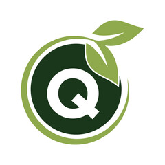 Nature Logo combine with letter Q vector template