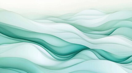 Fototapeta premium Serene Aqua Waves: Abstract Teal and White Curving Lines Digital Art