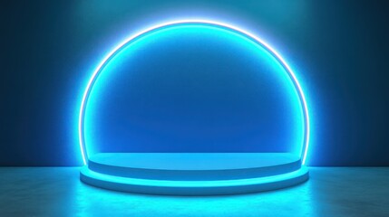 Blue neon arch product display