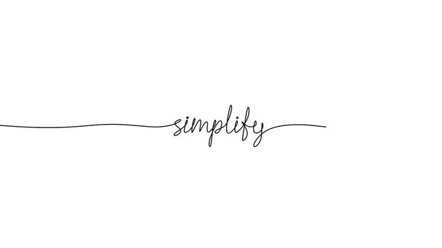Continuous line drawing animation of Handwritten simplify word. Hand drawn lettering. calligraphy. One line drawing of phrase. Continuous black line drawing simplify word. Minimalist word concept.