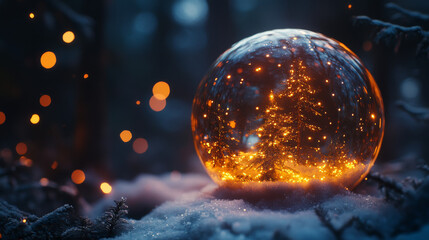 empty magical glass sphere snow glass ball 3d render illustration