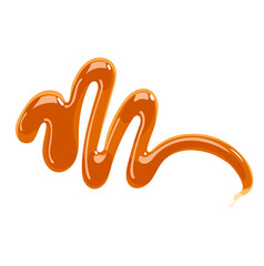 Caramel Sauce Drizzled Illustration Isolated on White Background