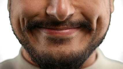 Obraz premium Man's mouth, close-up, on a white background